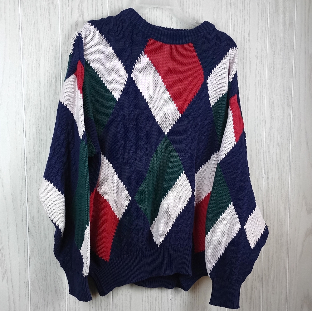 VTG Boston Traders 100% Cotton Knit Sweater large Made in India W/ Flaws. This - Picture 2 of 15